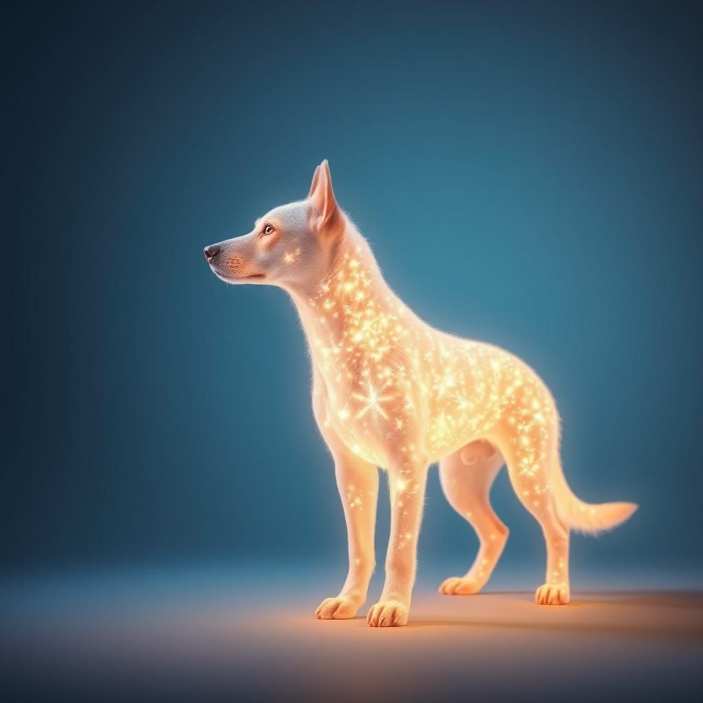 Ethereal Canine: A Dog Made of Shimmering Light