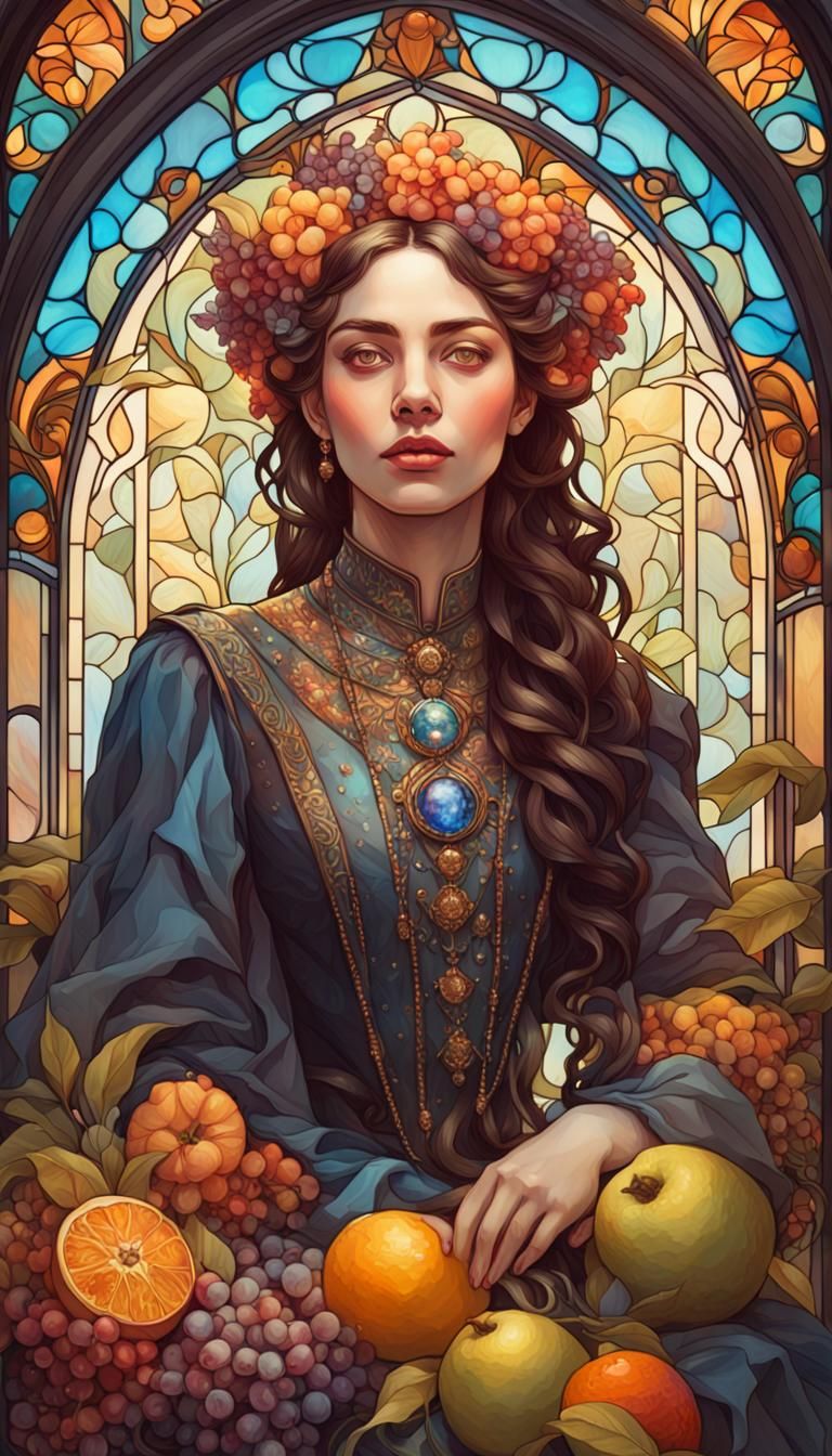 Victorian Queen Portrait in Art Nouveau Style
