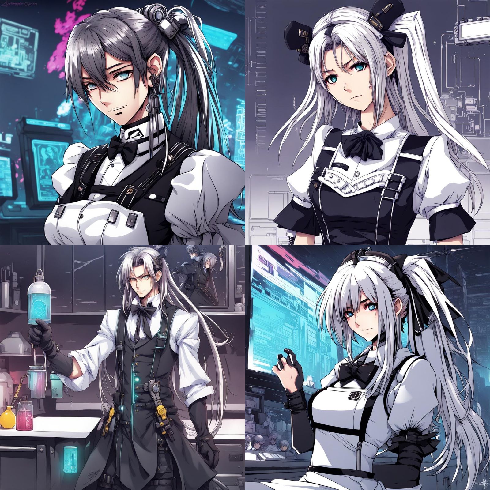 Cyberpunk Male Maid Dress in Anime Style