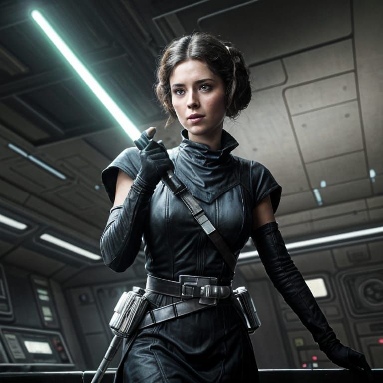 Princess Leia with Glowing Lightsaber