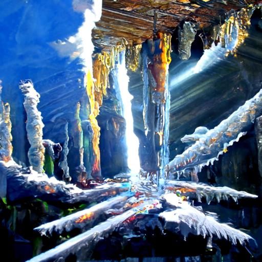 Surreal Crystalline Sky Shines in Oil Painting