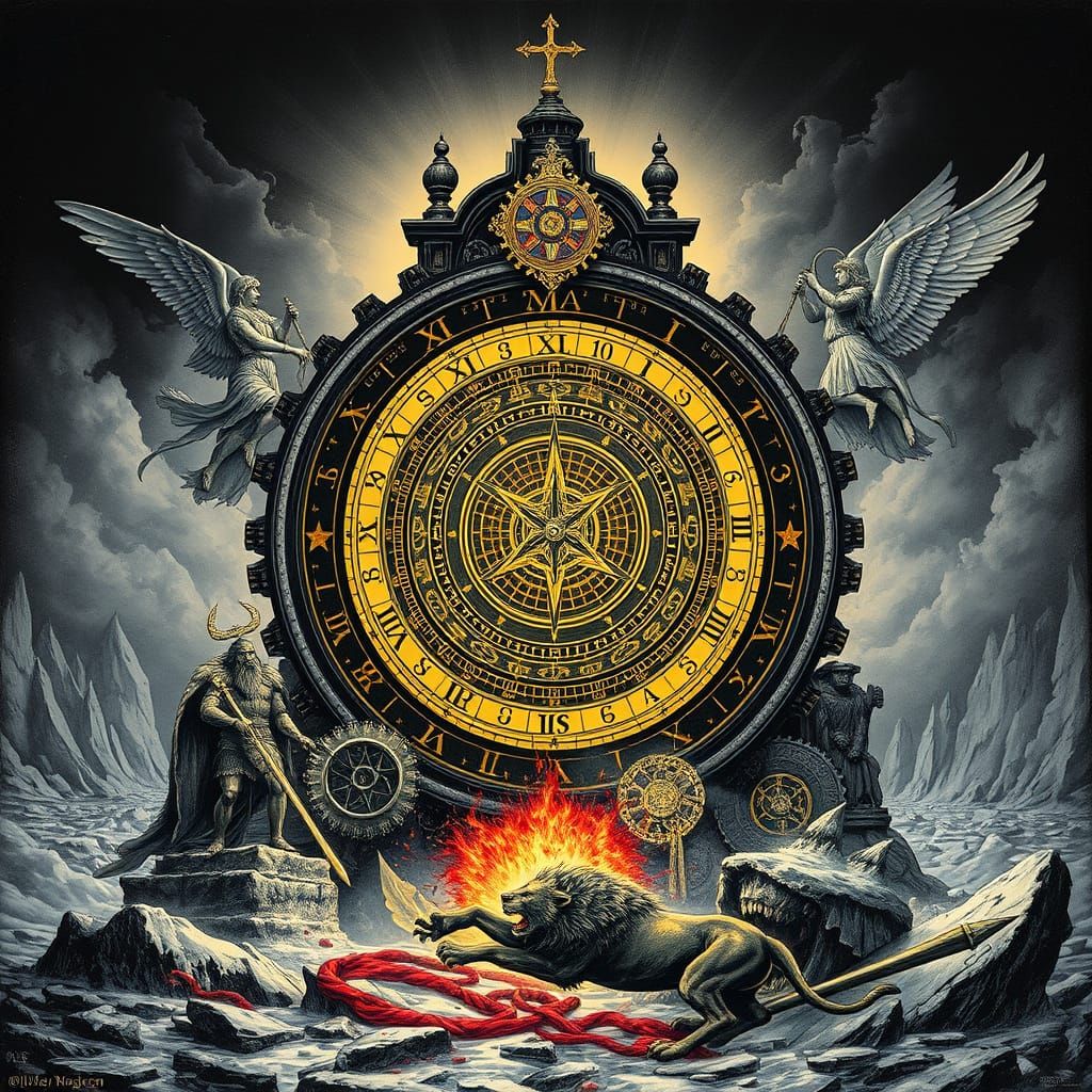 Norse Byzantine Apocalypse Clock with Astrolabe