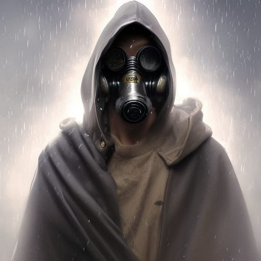 Assassin in Rainy Street: Hyperdetailed Portrait