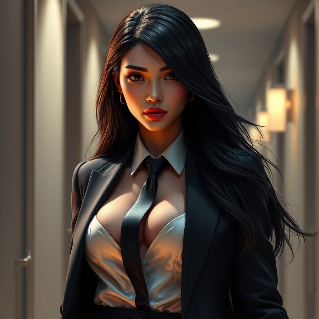 Elegant Businesswoman with Mystical Aura