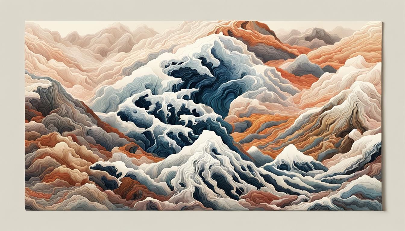 Intricate Suminagashi Painting with Digital Matte Finish