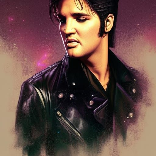 Elvis Presley Birthday Portrait in Detailed Art Style