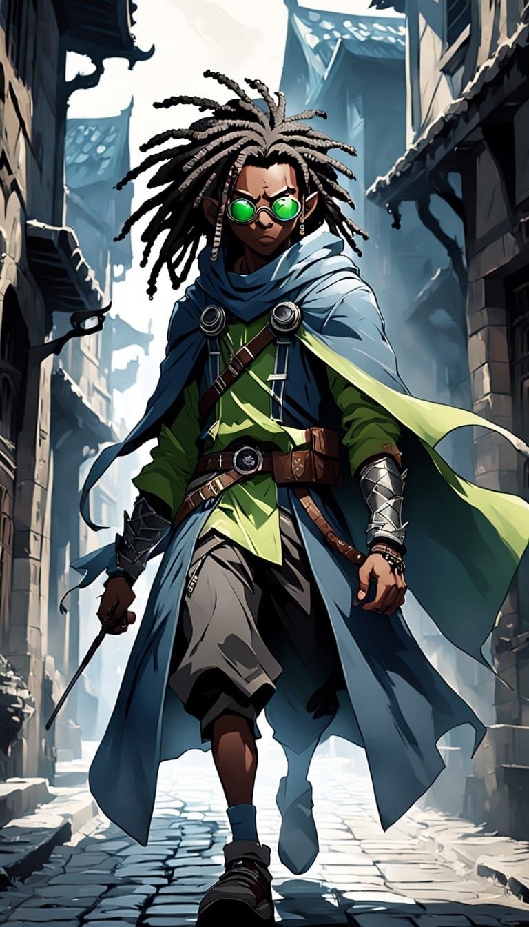 Medieval City Streets in Neon-Lit Darkness