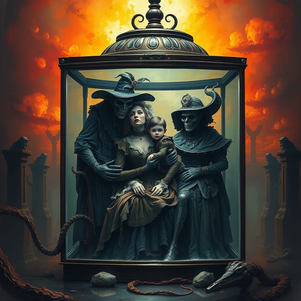 Sinister Family Trapped: Fantasy Art in Digital Illustration