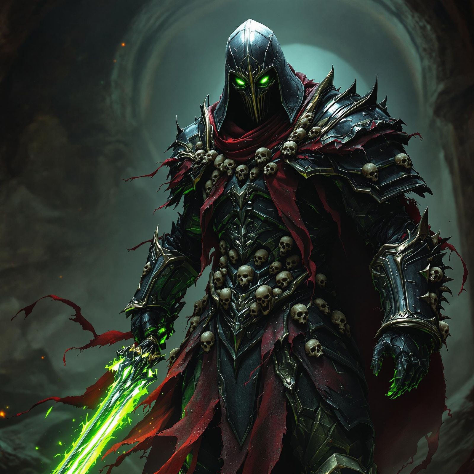 Grim Death Knight in Black Plate Armor