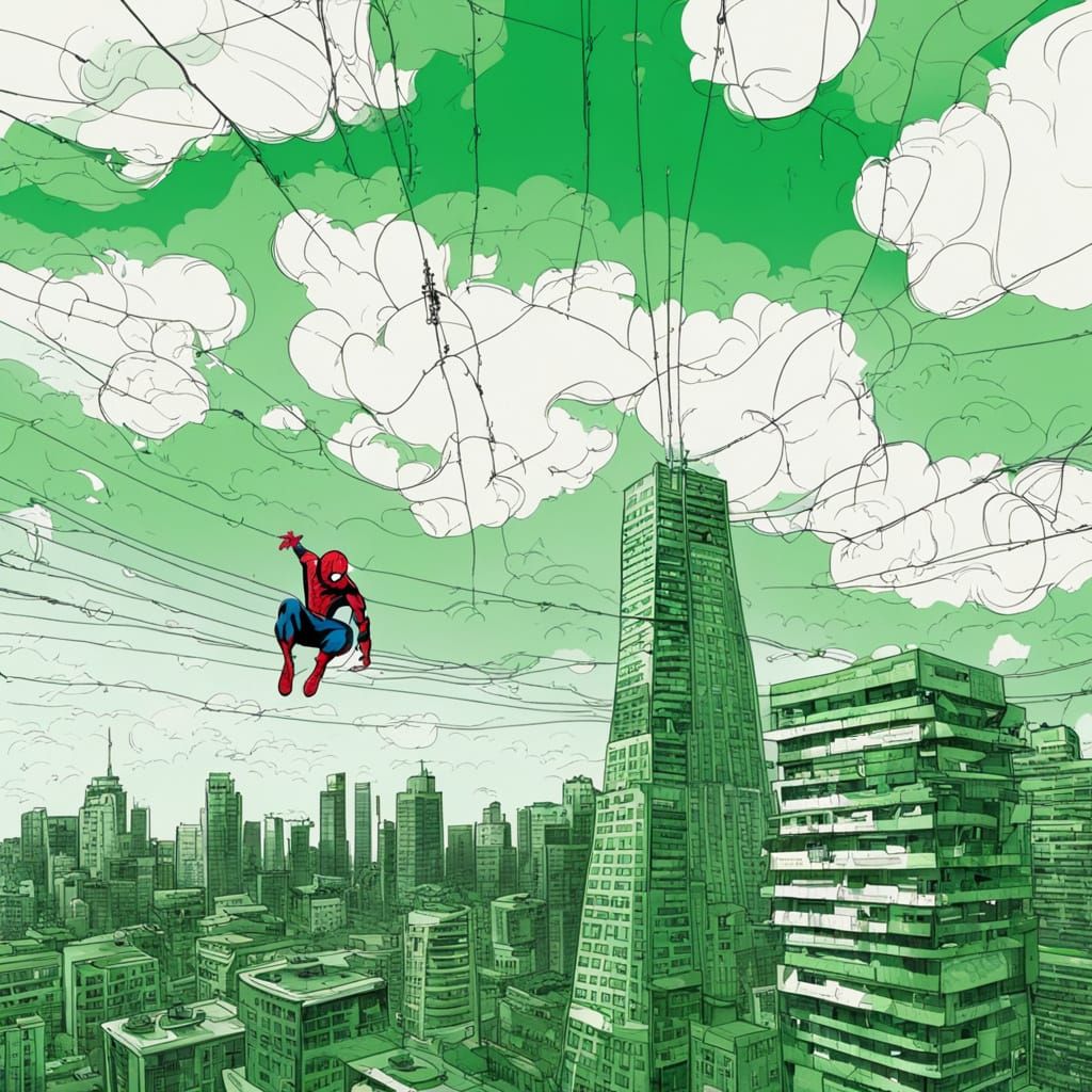 Spiderman in a Green Sky Adventure
