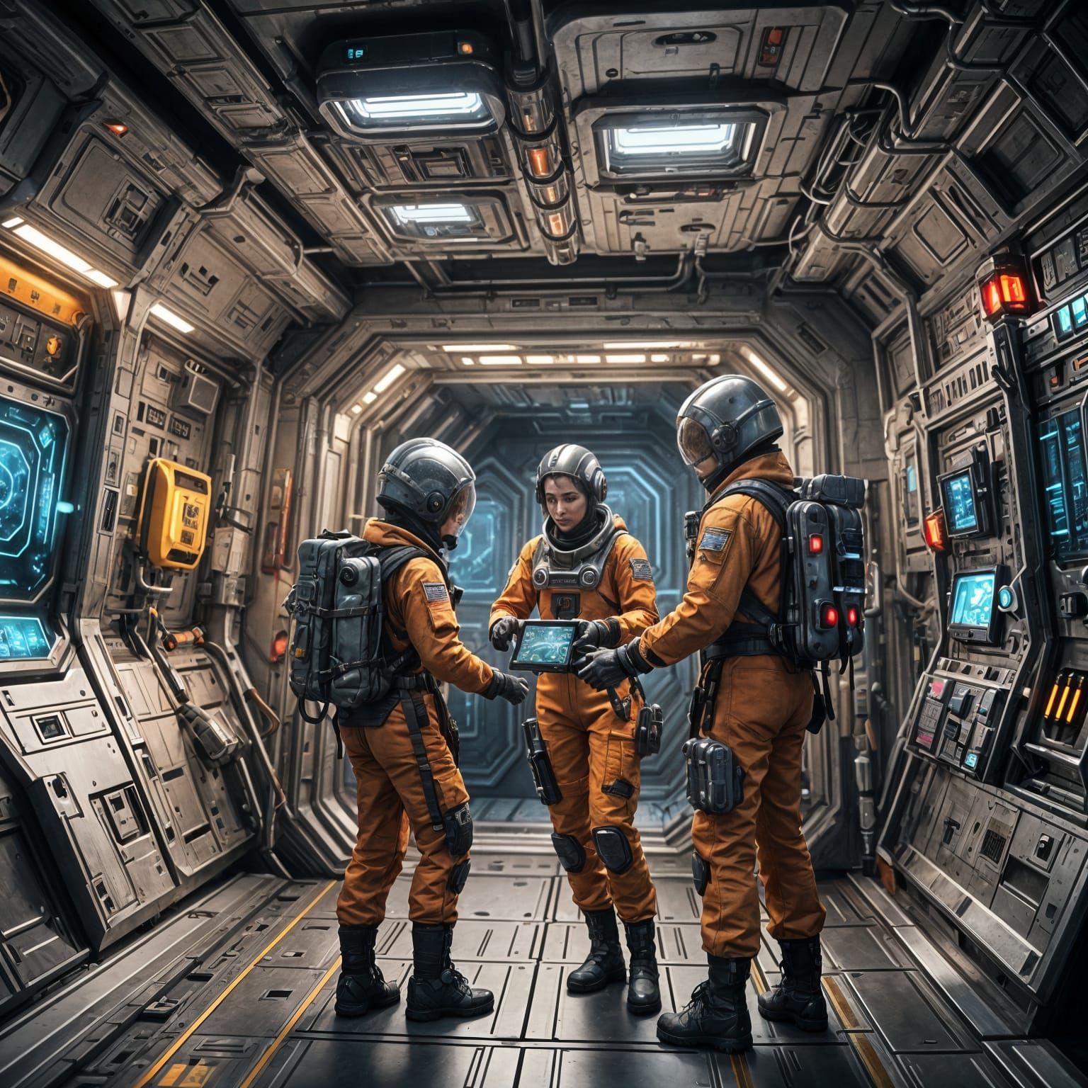 Astronauts Mark Exit Shaft in Detailed Matte Painting