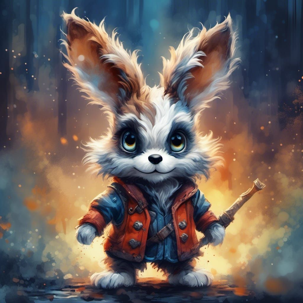 Charming Watercolour Puppy Portrait in Fantasy Style