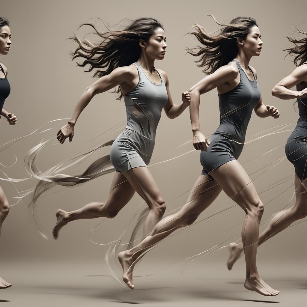 Woman Running with Motion Blur Effect
