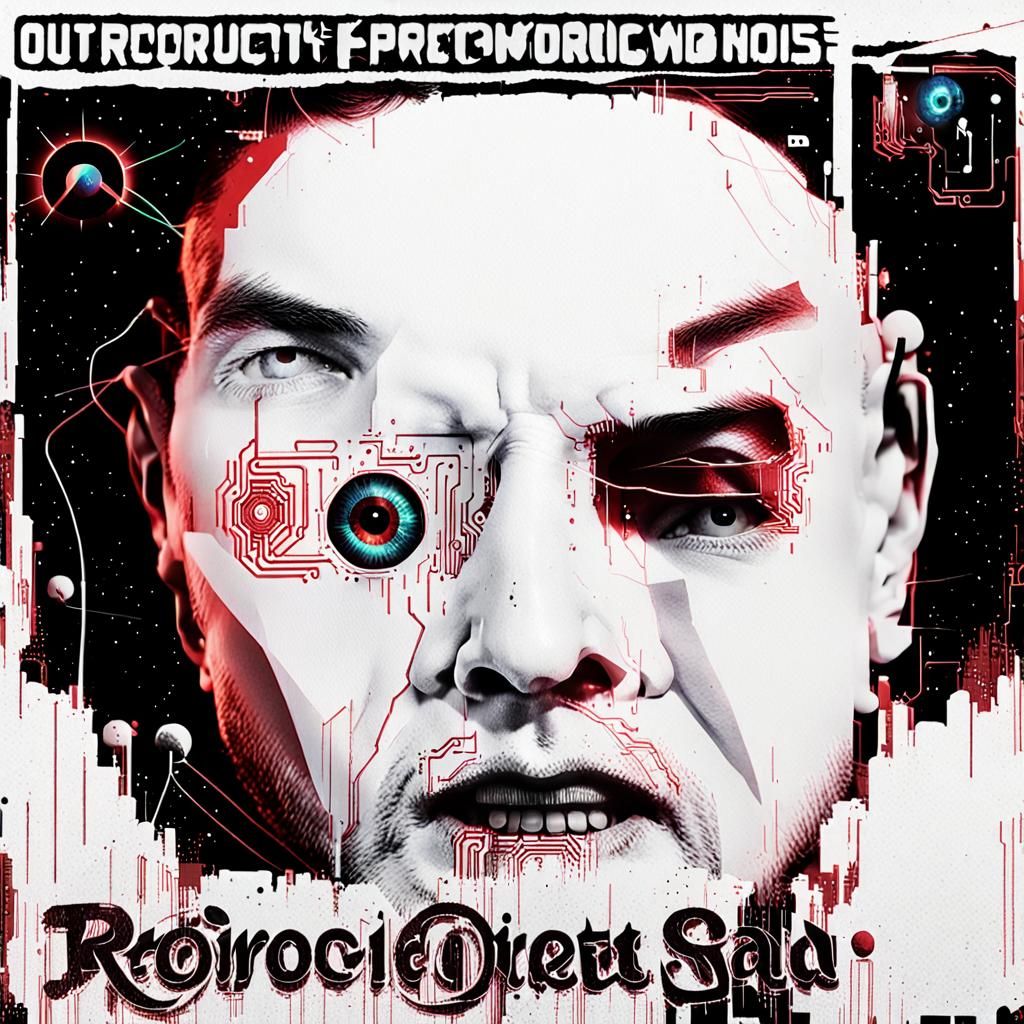 Glitched Android Horror Face for Noise Band