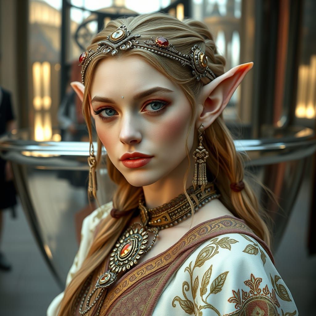 Medieval Elf in Chrome Reflection