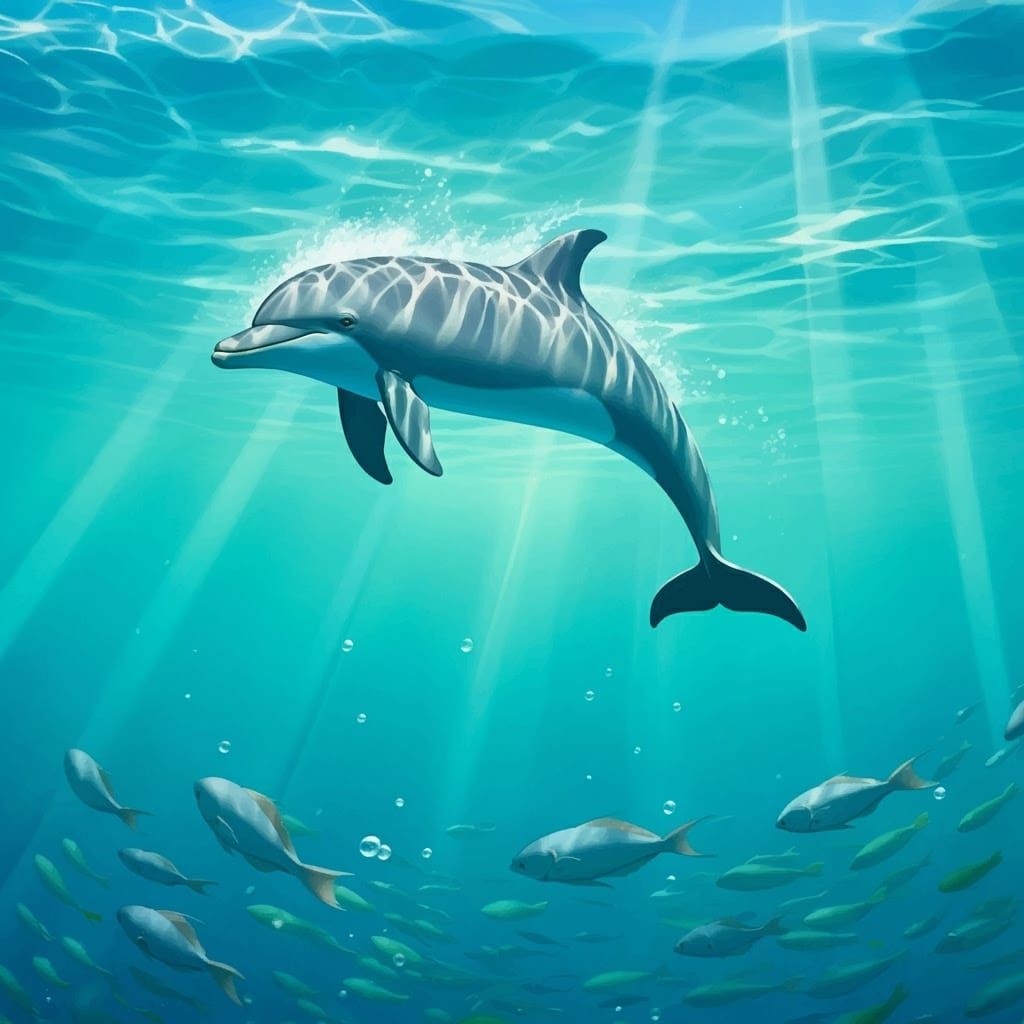 Sleek Dolphin Glides Through Dreamy Turquoise Waters