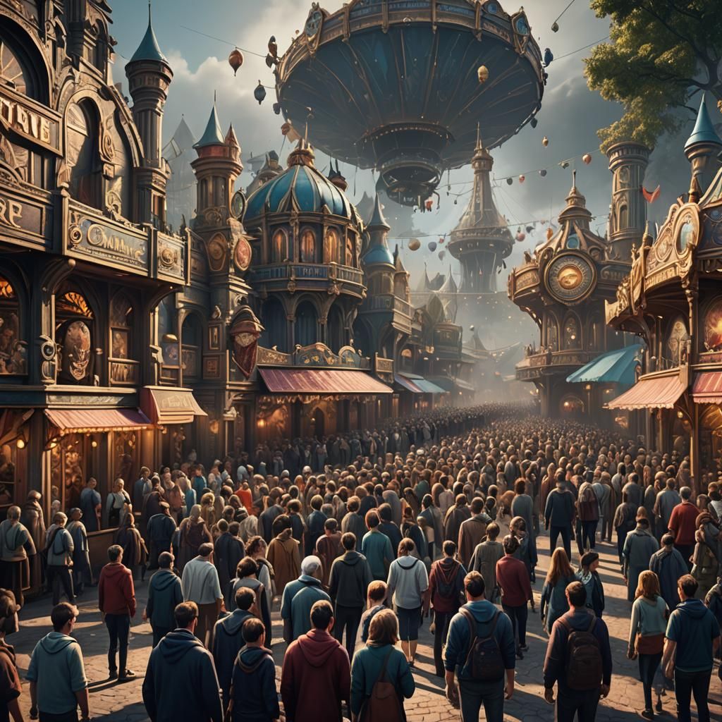 Fair Entrance Line as Fantasy Concept Art