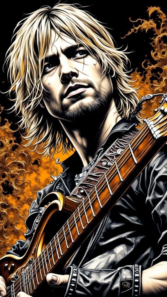 Grunge Rock Icon in Melancholic Portrait