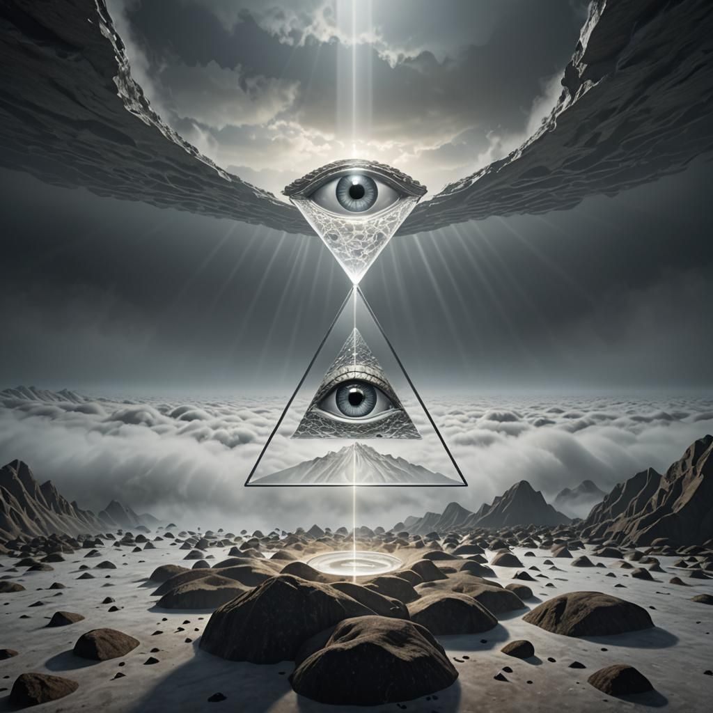 Optical Illusion: Glass A with Brain, 3D Render