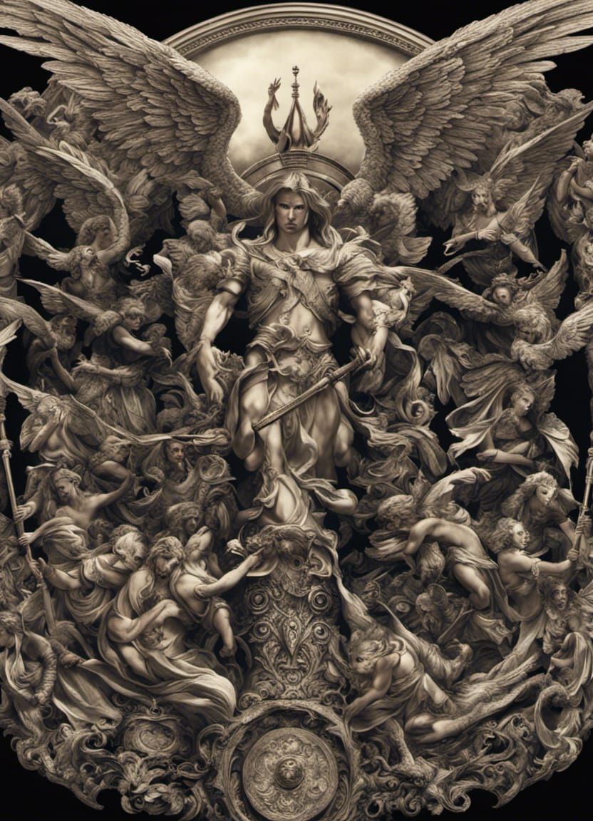 Angels vs Demons in Baroque Style