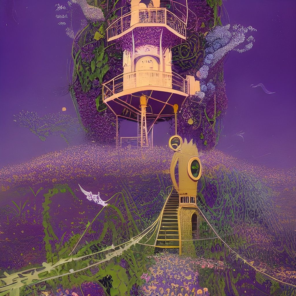 Golden Watchtower in Luminescent Whirlpool: Matte Painting