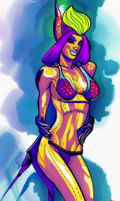 Alien Pop Star: Vibrant Ink Character Design