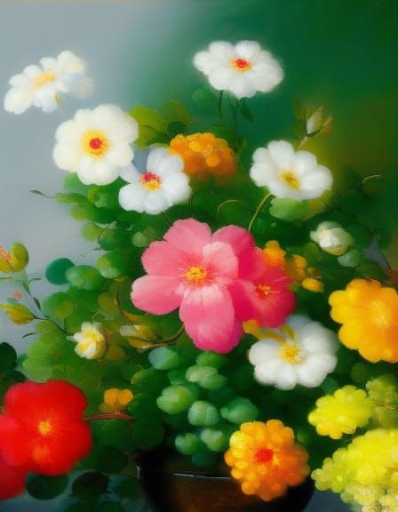 Floral Still Life in Gouache Style, 8K