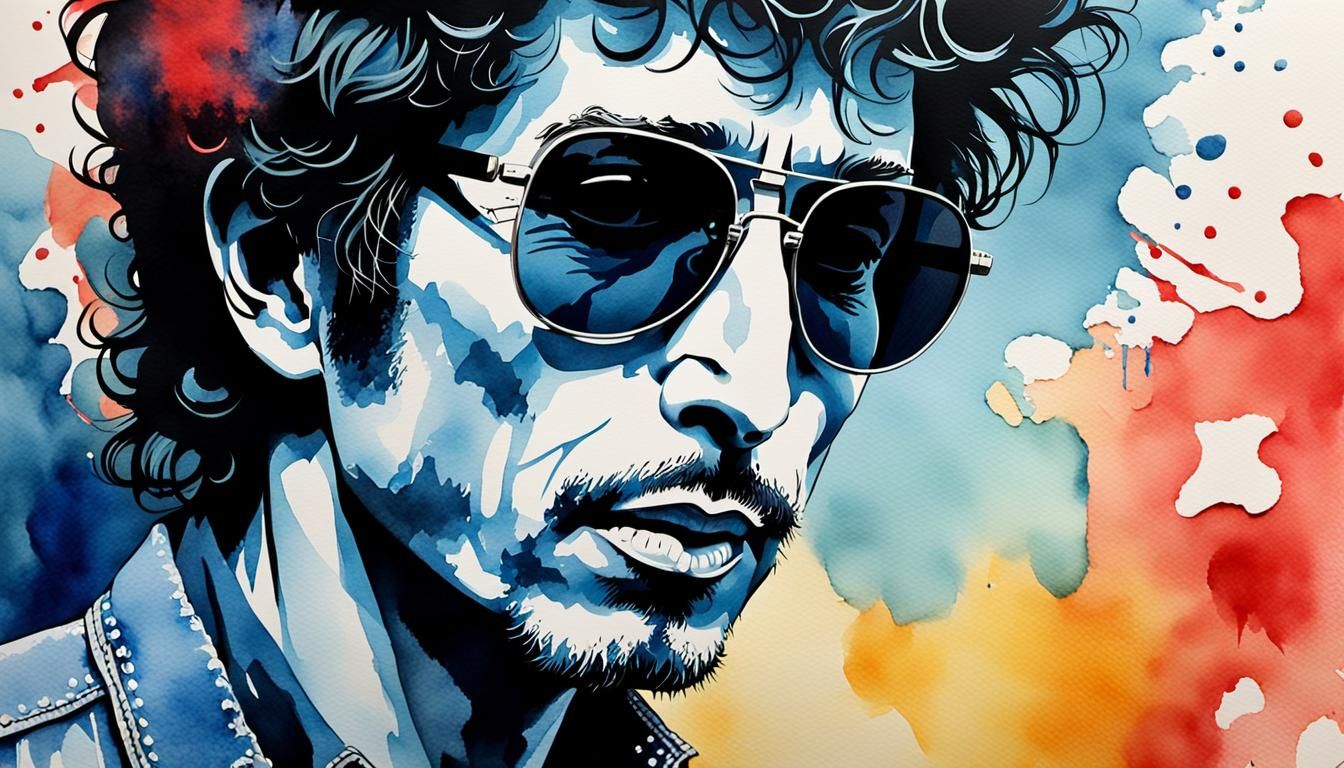 Bob Dylan Pop Art Watercolor Portrait