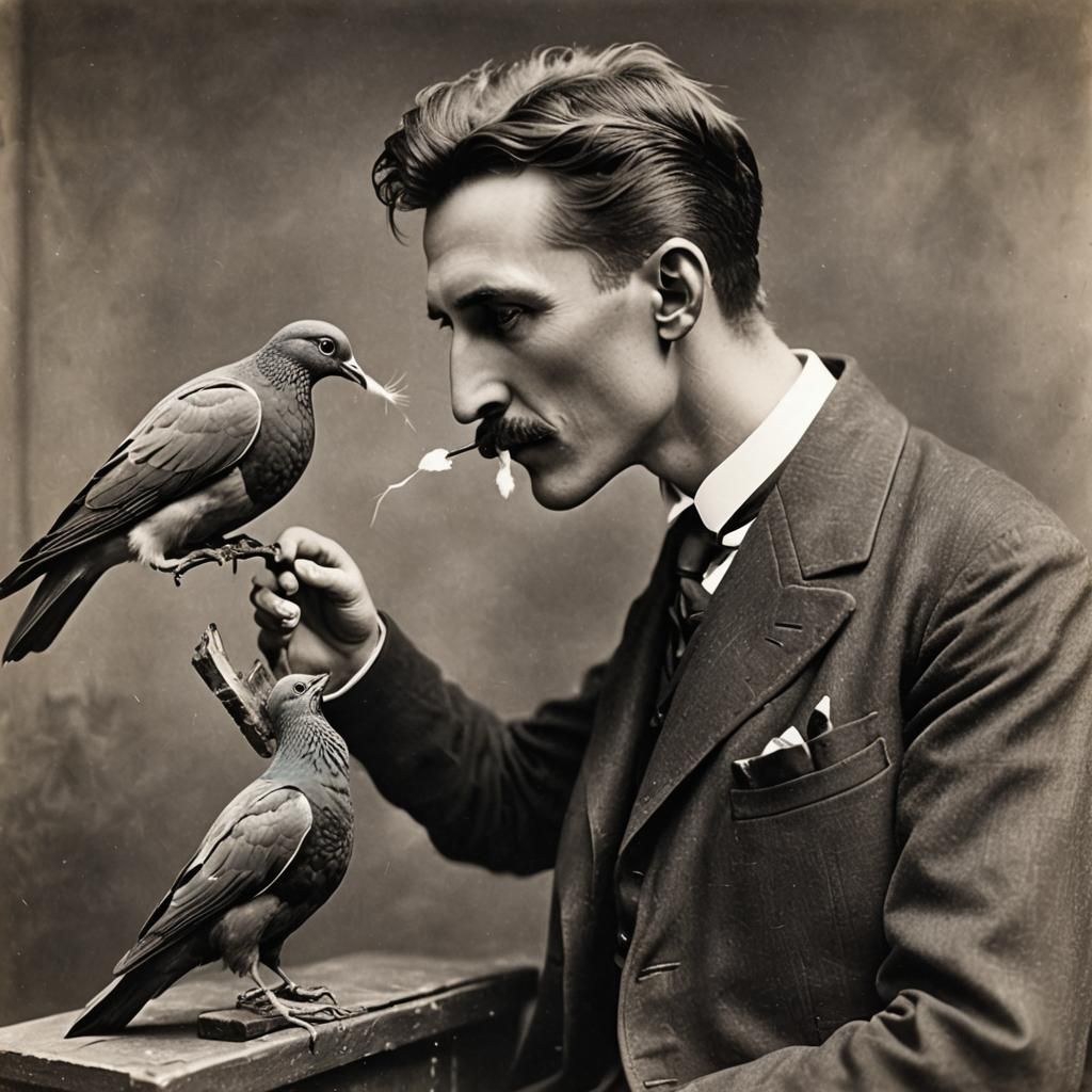 Nikola Tesla's Affectionate Pigeon Kiss