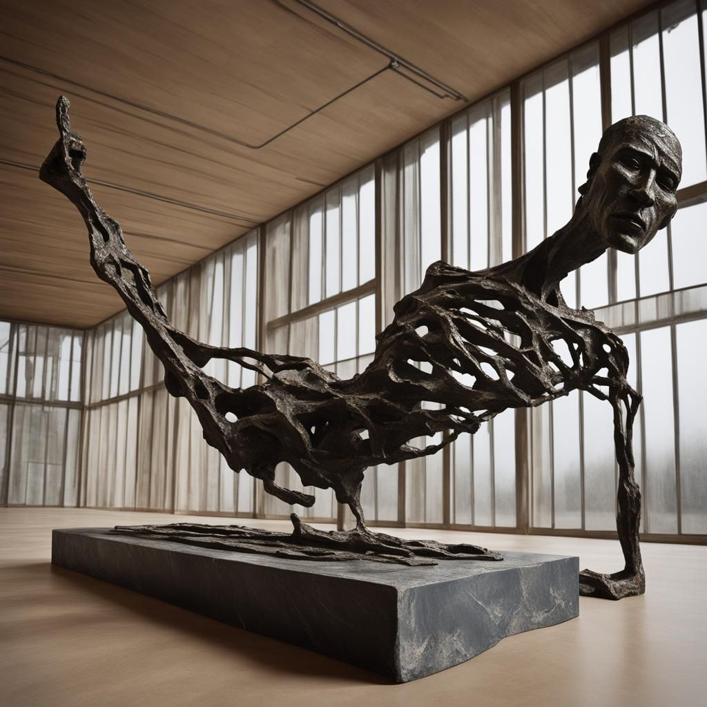 Expressionist Bronze Sculpture in Giacometti Style