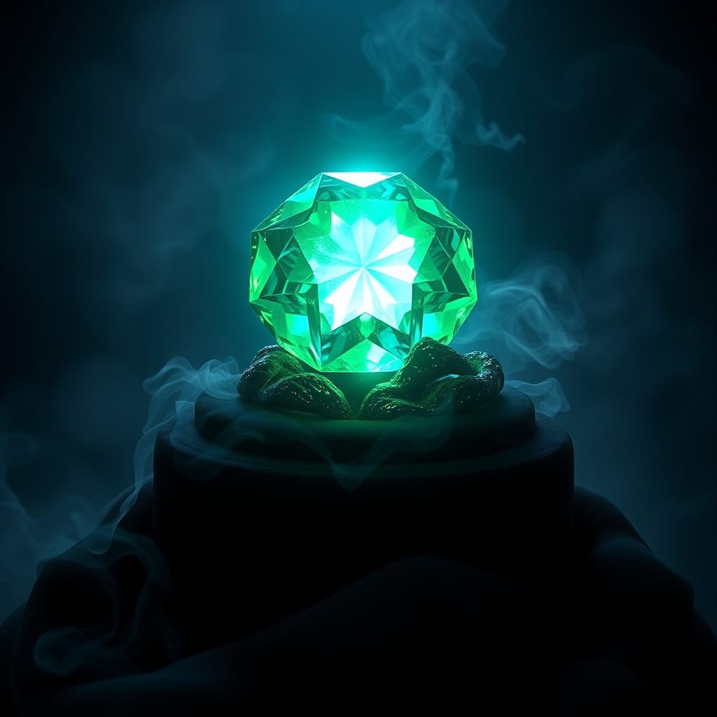 Emerald Dragon Gemstone Radiance in Mystical Setting