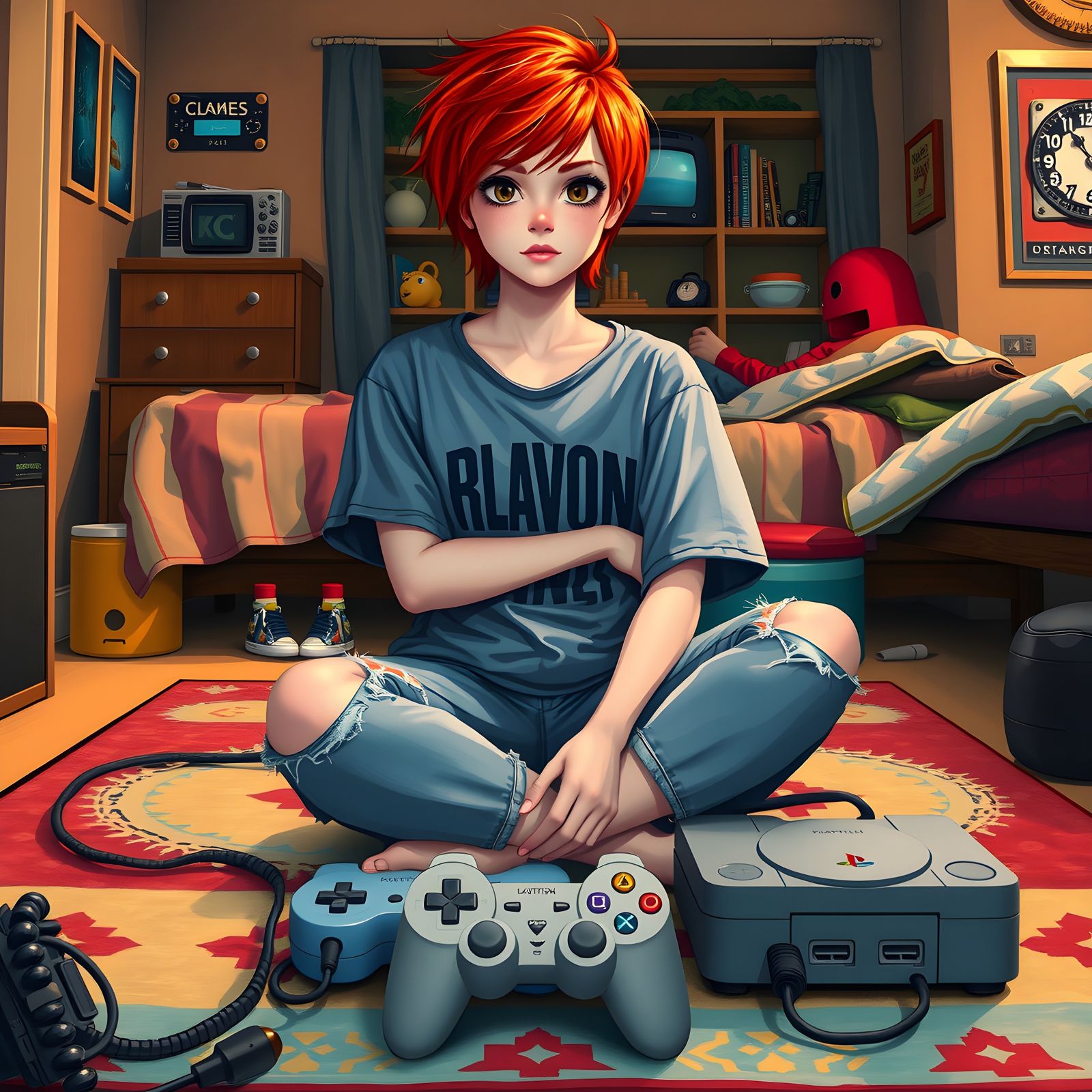 Redhead Becky Plays Original PlayStation