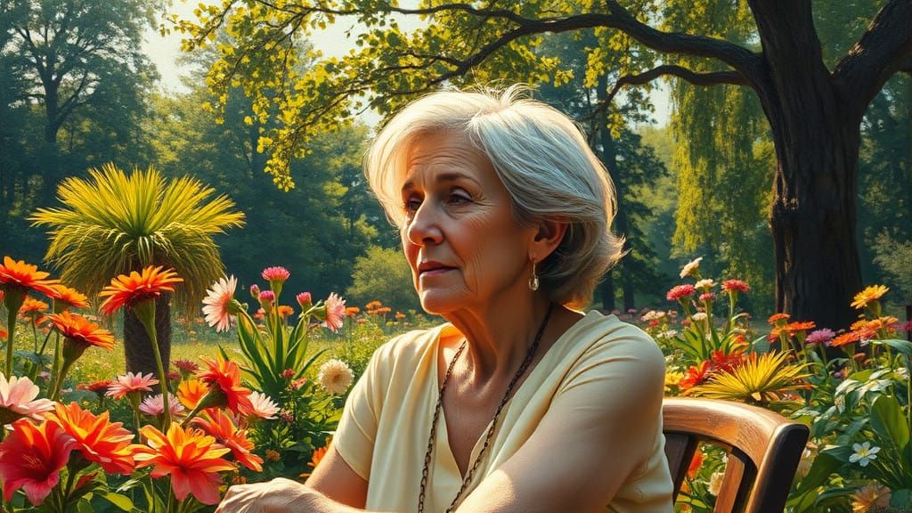 Ancient Garden Wisdom in Impressionist Oil Painting Style