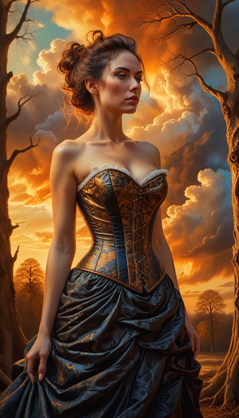 Provocative Woman in Loebnitz as Oil Painting