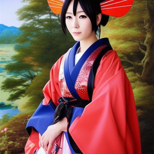 Anime Magical Girl Portrait in Oil Painting Style