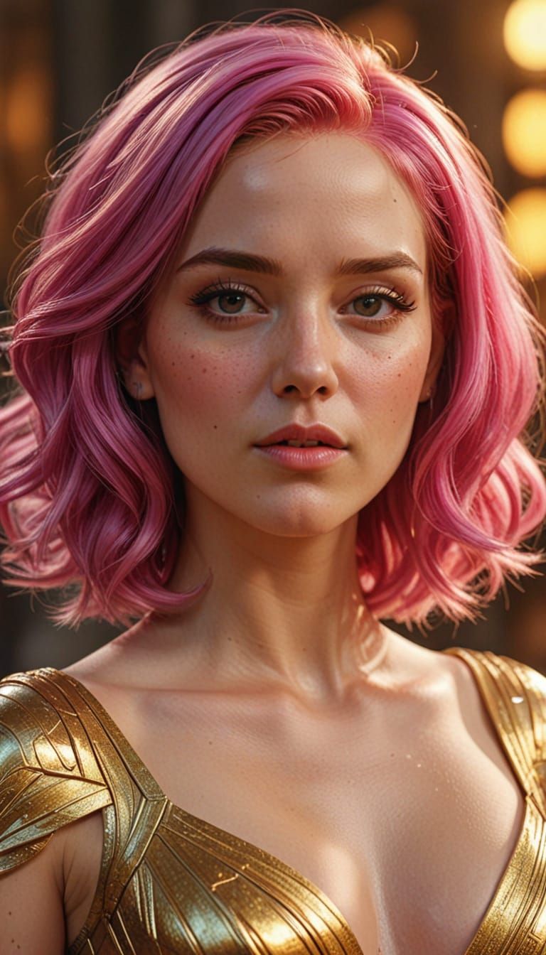 Vibrant Digital Art of a Woman in an Elegant Dress