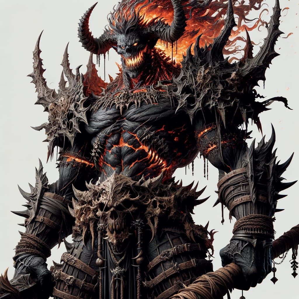 Menacing Orc-like Fantasy Villain in Anime Style