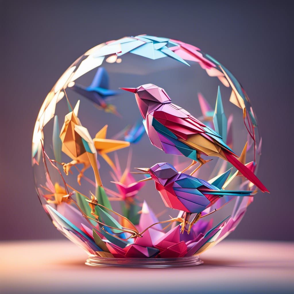 Sphere of Origami Birds