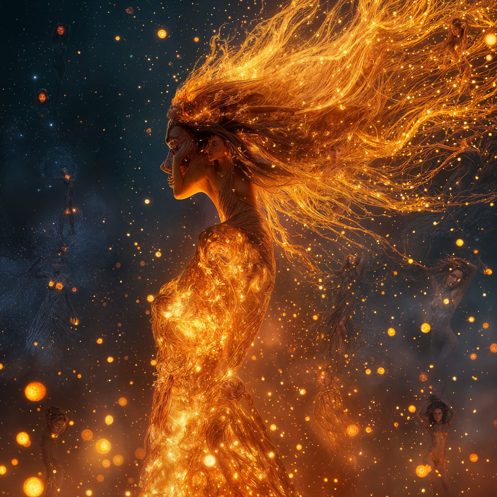 Ember Woman in High Fantasy Art Style