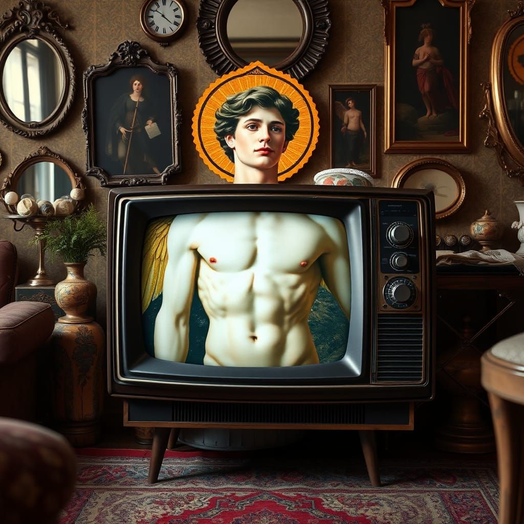 Celestial Torso with Wings in Klimt Style