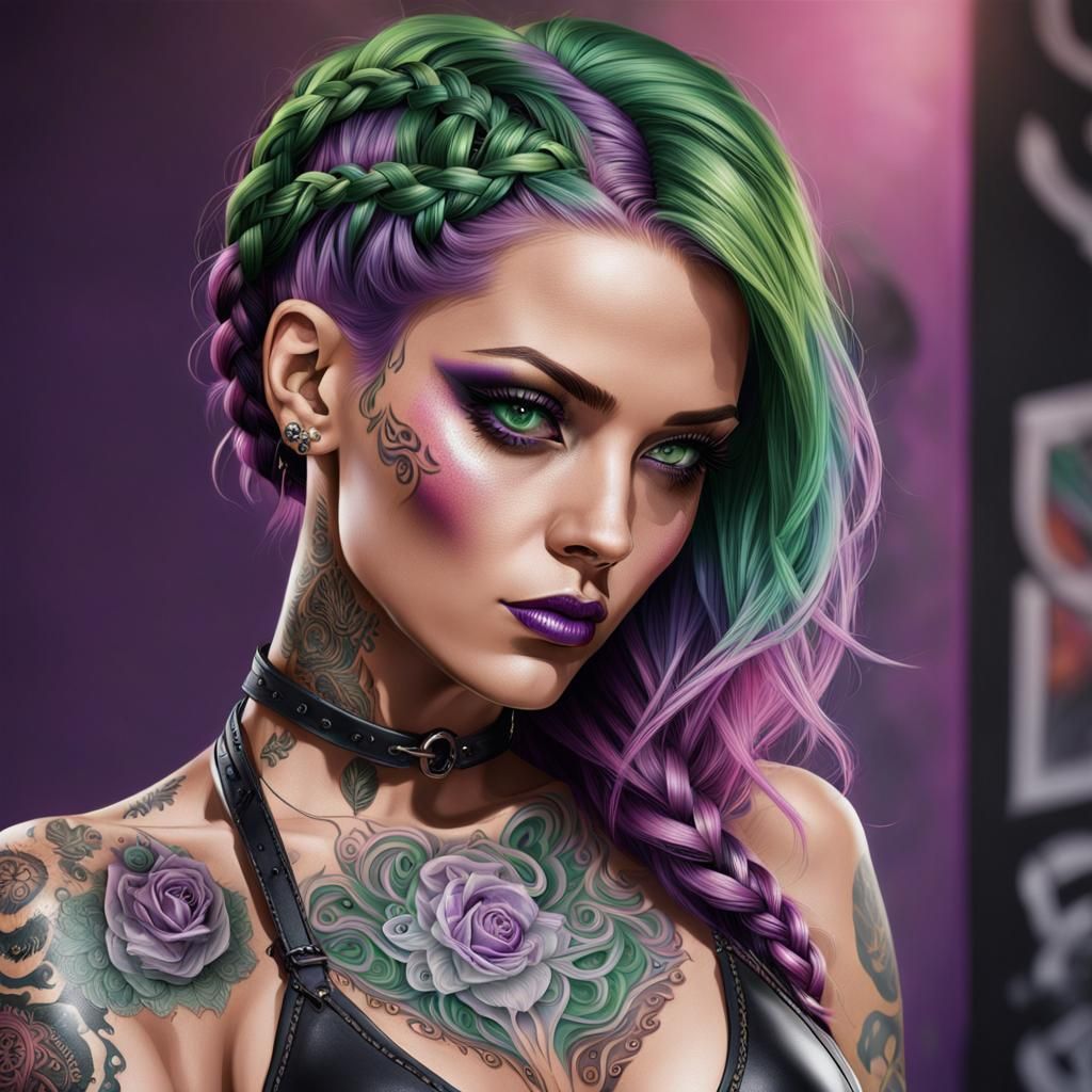 Beautiful Gothic Woman with Plaited Hair