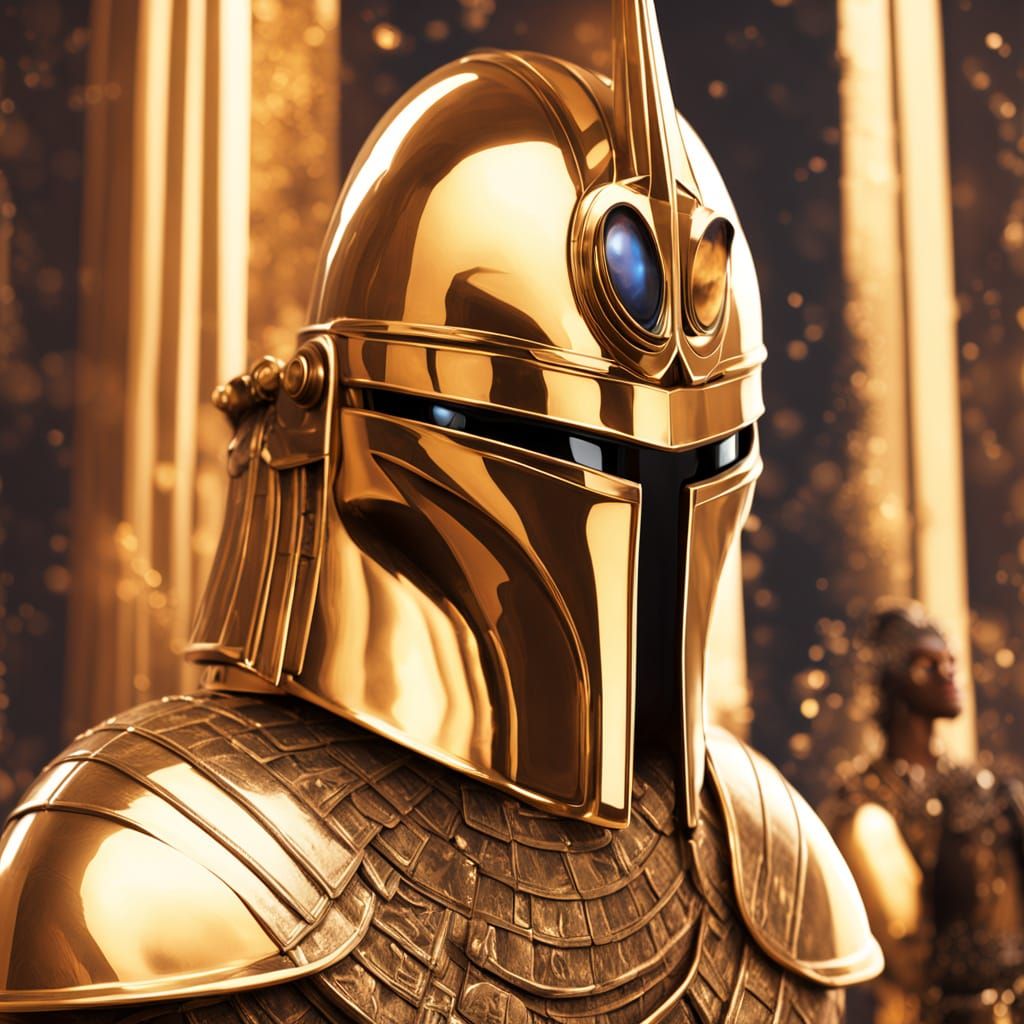 Futuristic Egyptian Warriors Near Pharaoh in Sci-Fi Armor