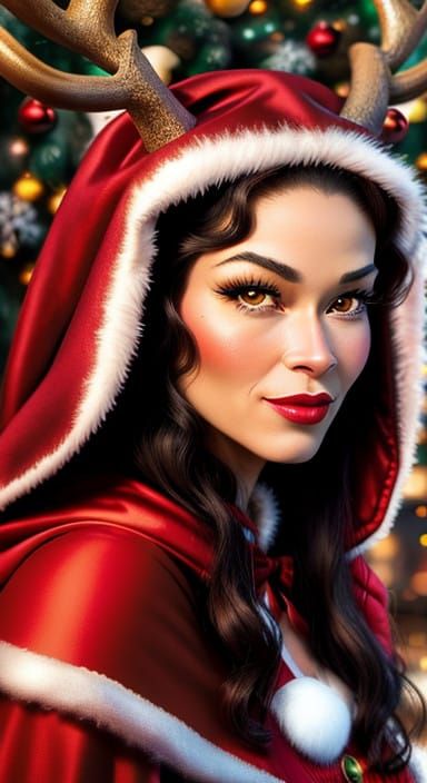 Little Red Reindeer Hood in Whimsical Christmas Style