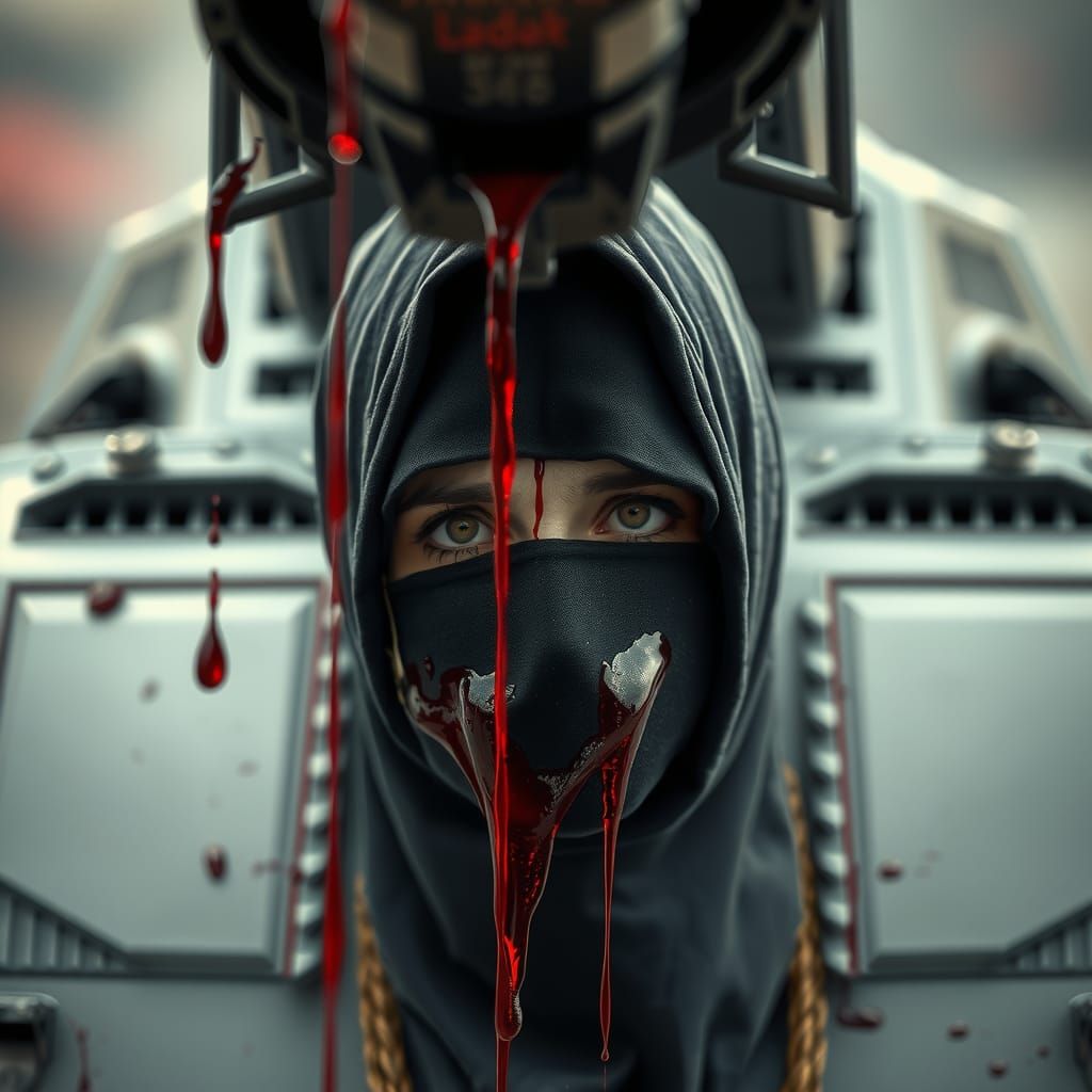 Anguished Veiled Woman Confronts Riot Tank: A Commentary