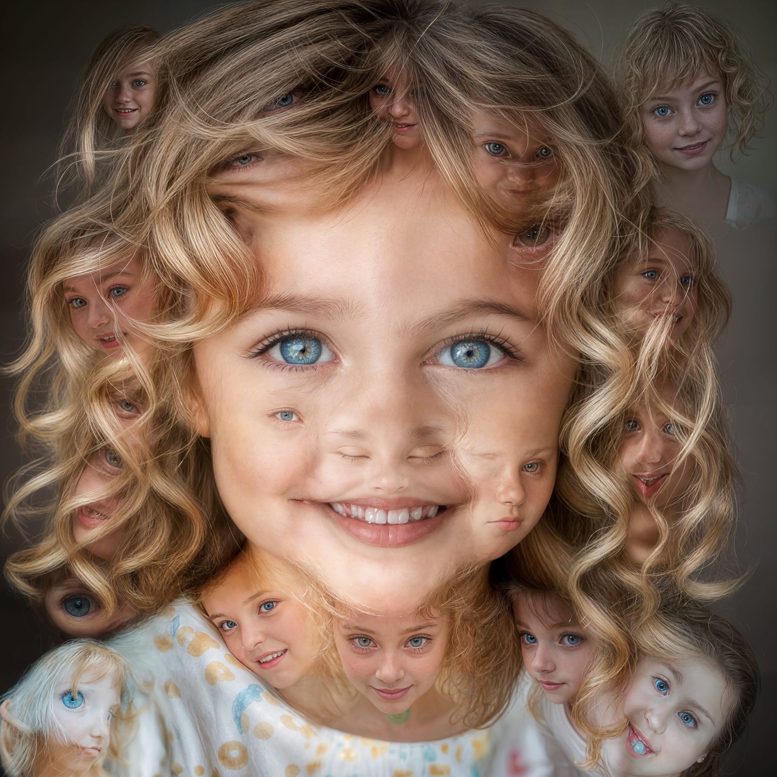 Close-Up Portrait of a Mischievous Little Girl
