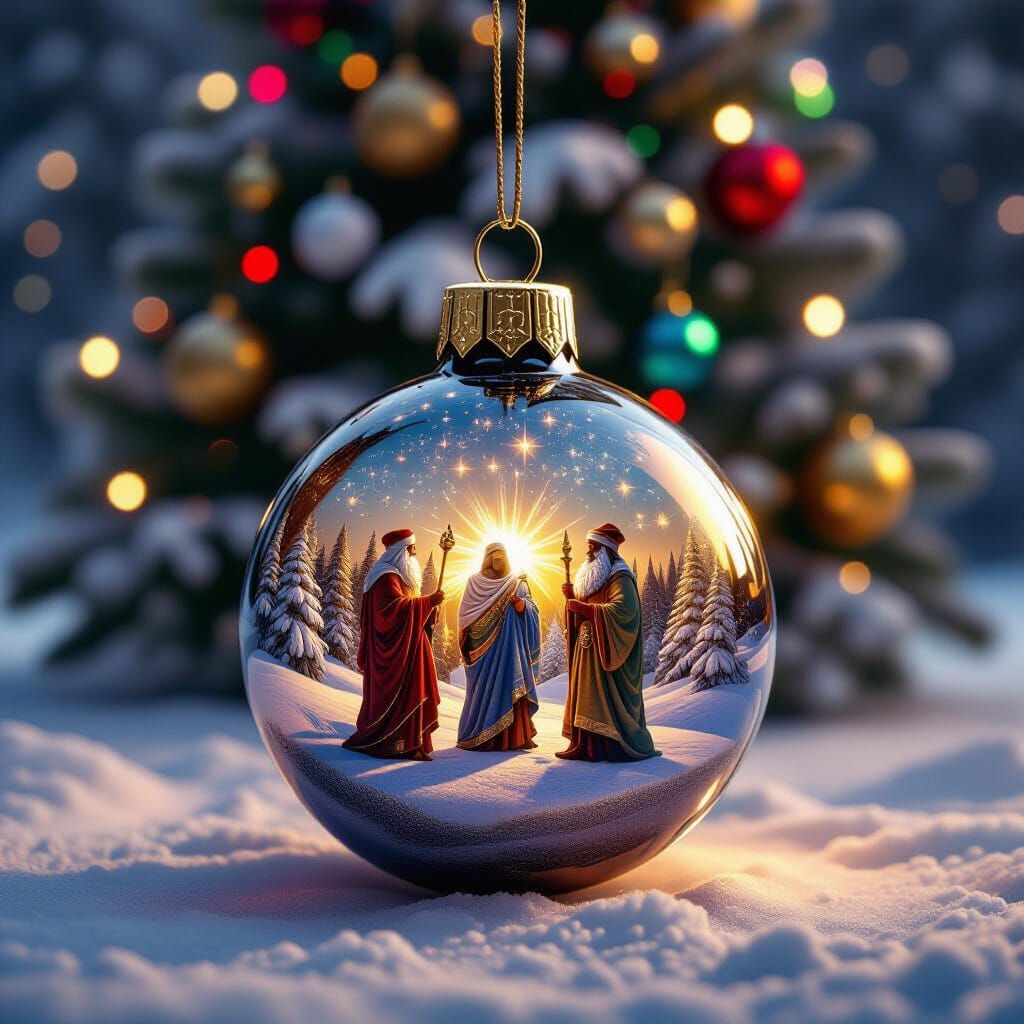 Three Wise Men Christmas Ornament on Tree