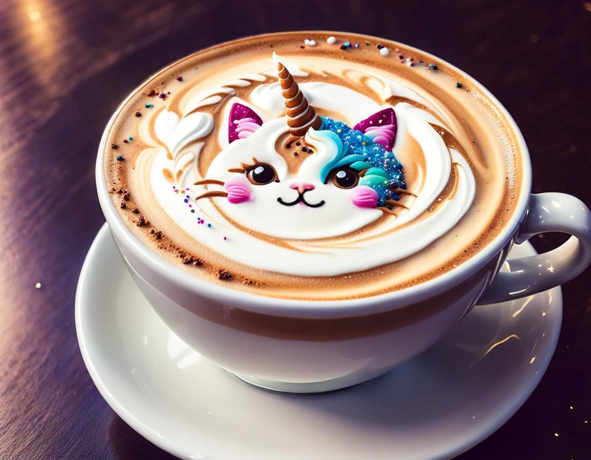 Kitten Latte Art with Sprinkles and Sparkles