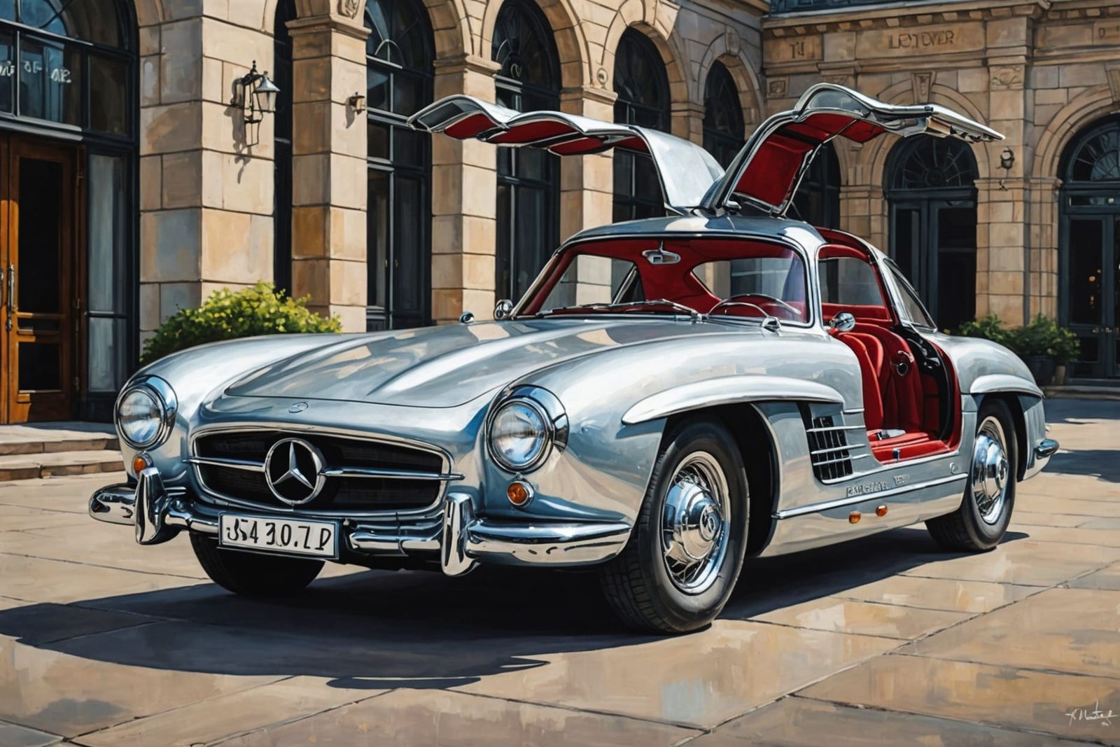 Mercedes-Benz 300 SL Acrylic Painting with Fantasy Elements