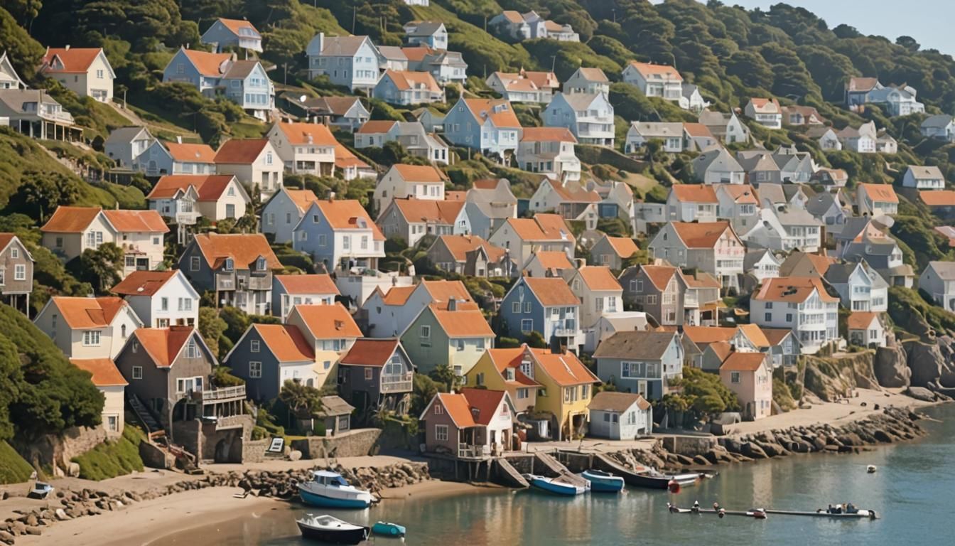 Quaint Coastal Village Scene