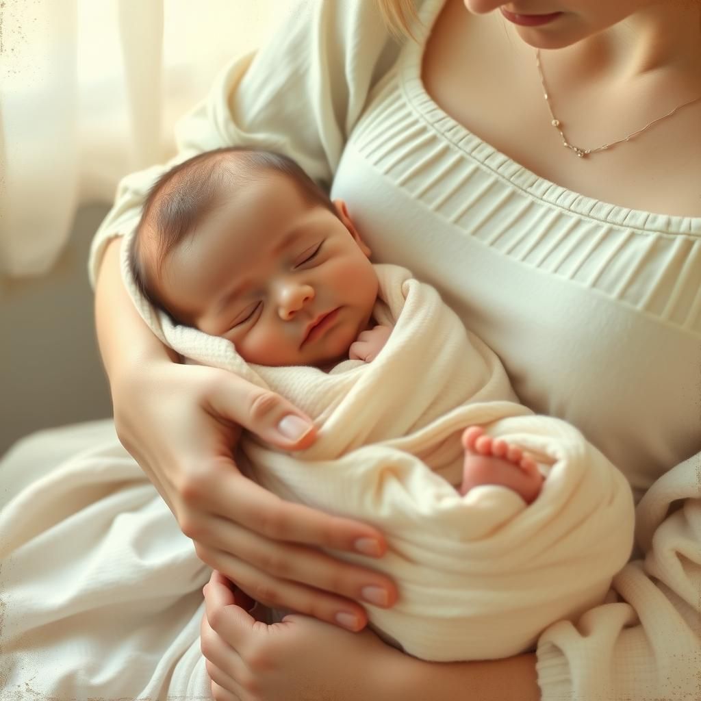 Newborn Baby Sister in Impressionist Style